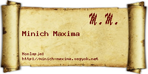 Minich Maxima névjegykártya